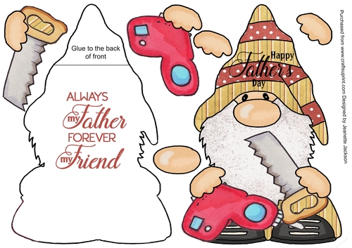 Carpenter Gnome Fathers Day Shaped Card