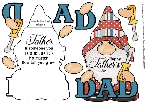 Dad Gnome Fathers Day Shaped Card