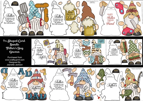 9 x Shaped Card Bundle Fathers Day Gnomes