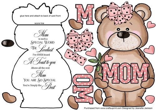 Mom Teddy Bear Mothers Day Shaped Card