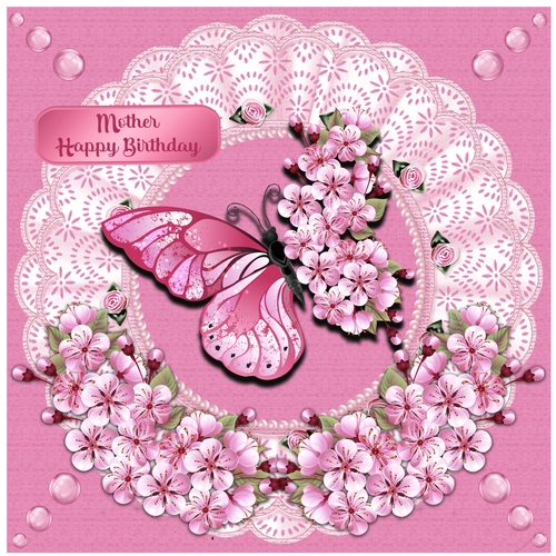 Flower Butterfly Birthday 7 x 7 Card