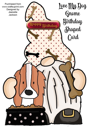Love My Dog Gnome Birthday Shaped Card