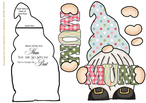 Mum Mothers Day Gnome Shaped Card