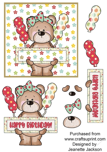 Happy Birthday Teddy Bear 6 x 6 card