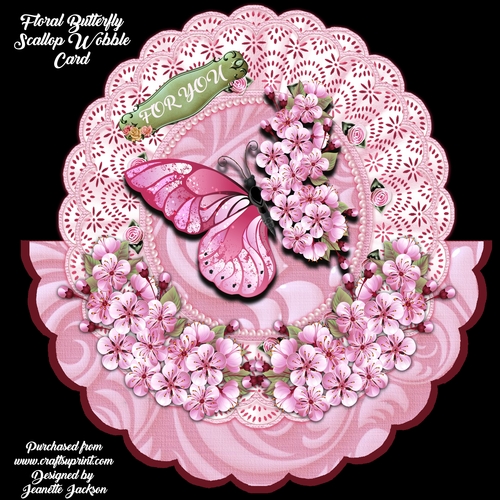 Floral Butterfly Scalloped Wobble Card