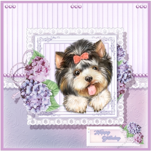 Fluffy Puppy  6 x 6  Card