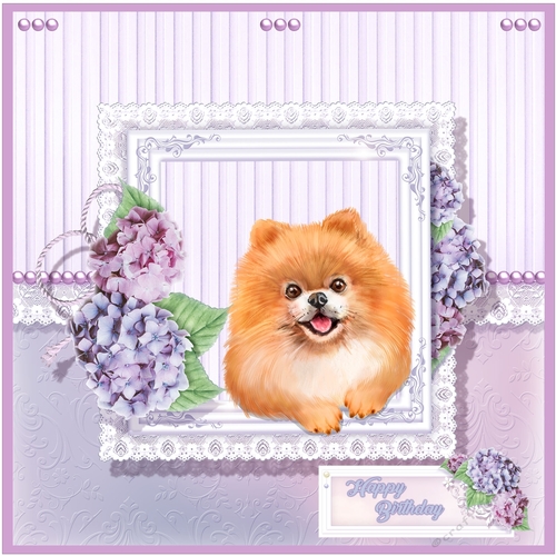 Pompom Puppy  6 x 6  Card