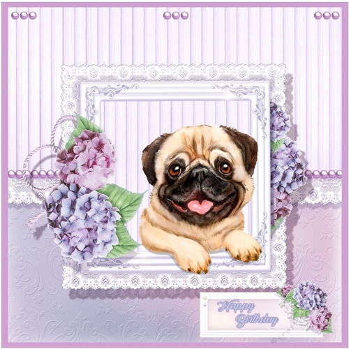 Pug Puppy  6 x 6  Card