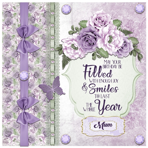 Floral and Flourish 3 Birthday 7 x 7 Card