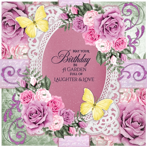 Floral and Flourishes 5 Birthday Card 8 x 8 