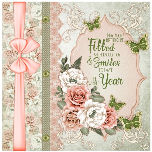 Floral and Flourishes 7 Birthday Card 6 x 6 