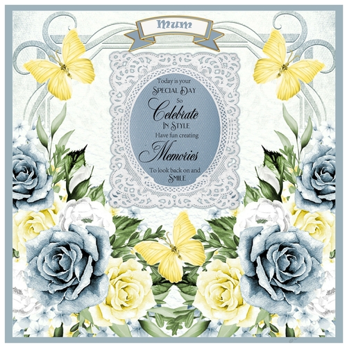 Floral and Flourishes 8 Birthday Card 8 x 8 
