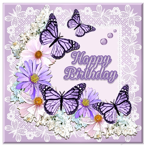 Butterflies, Lace and Flowers Birthdy Card