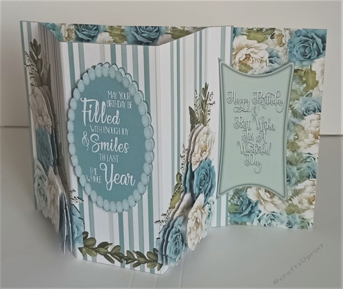 Bay Window Blue and Vanilla Birthday Shaped Card
