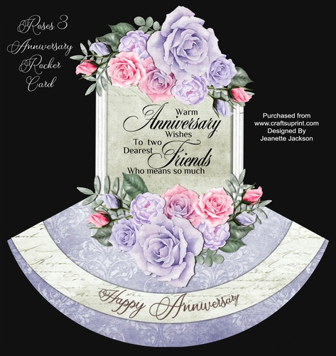 Roses 3 Anniversary Rocker Shaped Card