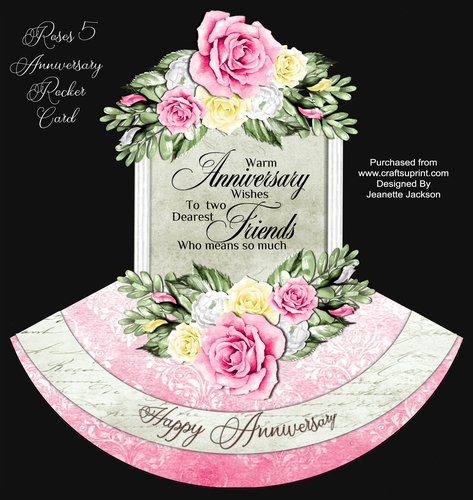 Roses 5 Anniversary Rocker Shaped Card