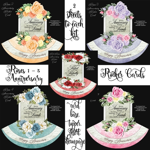 Roses 1 - 5 Anniversary Rocker Shaped Card Collection