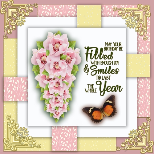 Floral Pink & Yellow 7 x 7 Birthday Card