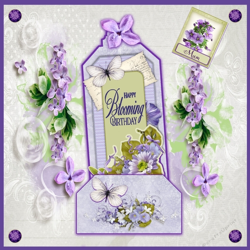 Tag & Pocket Floral 7 x 7 Birthday Card