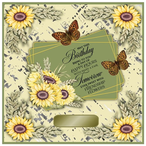 Sunflower and Butterflies 7 x 7 Birthday Card