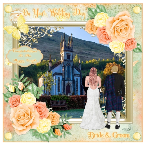 Wedding Day Highland Style 8 x 8 Card