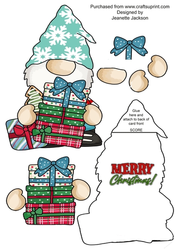 Gnome Christmas Presents Shaped Card
