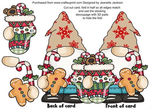 Stocking Full Of Toys Gnome Shaped Card