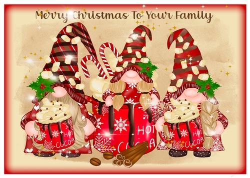 Hot Chocolate and Cinnamon Christmas Gnome Family