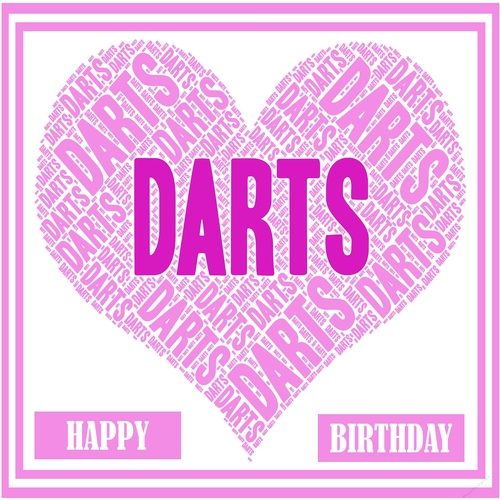 Pink Heart Darts Birthday Card 7 x 7