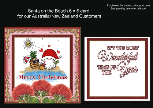 Santa On The Beach 6 x 6 Card