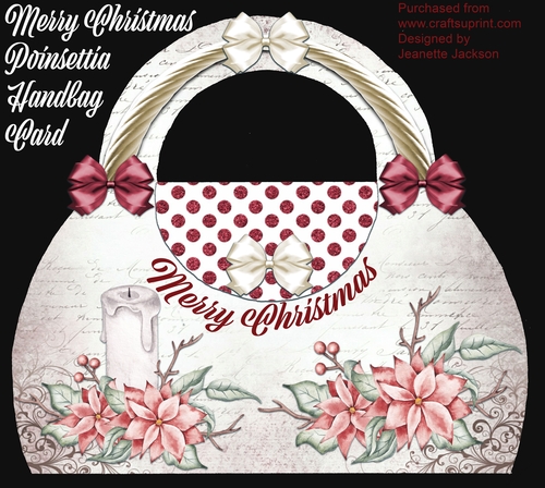 Merry Christmas Poinsettia Handbag Shaped Card