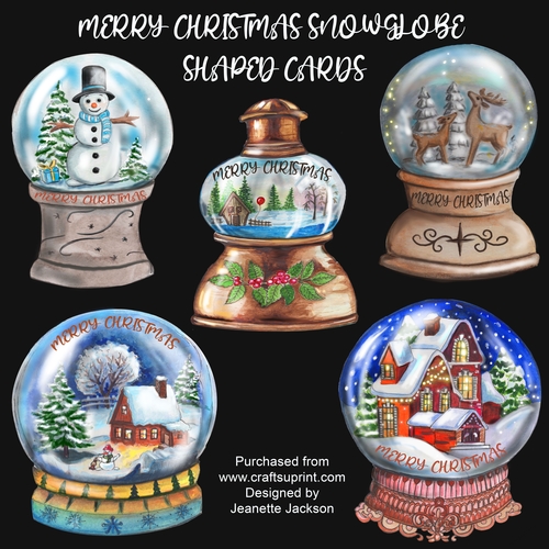 Merry Christmas 5 x Snow Globe Shaped Cards