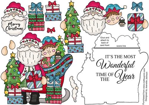Merry Christmas Santa & Toys Shaped Card