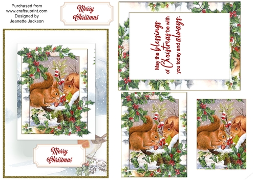 Squirrels In the Snow 5 x 7 Card