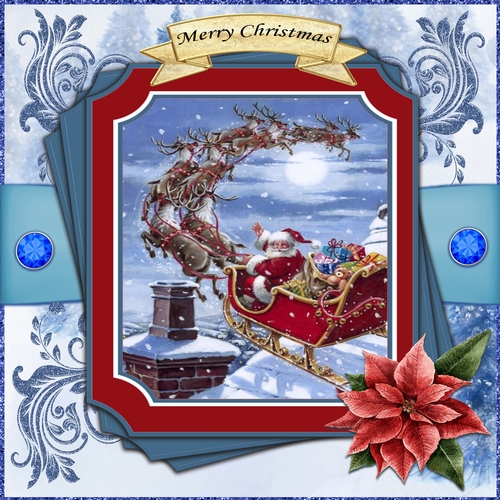 Santa and Sleigh 7 x 7 Card