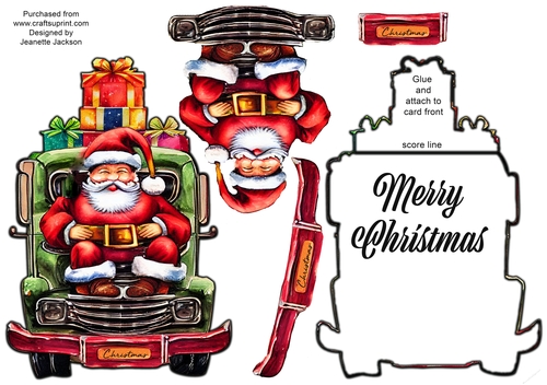 Santa Driving Home For Christmas Shaped Card