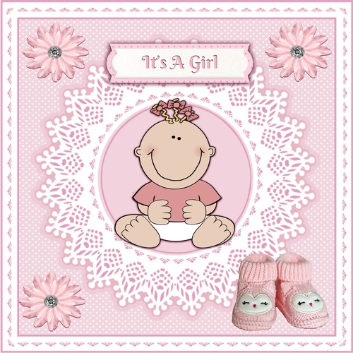 Its A Girl 7 x 7 Card Kit