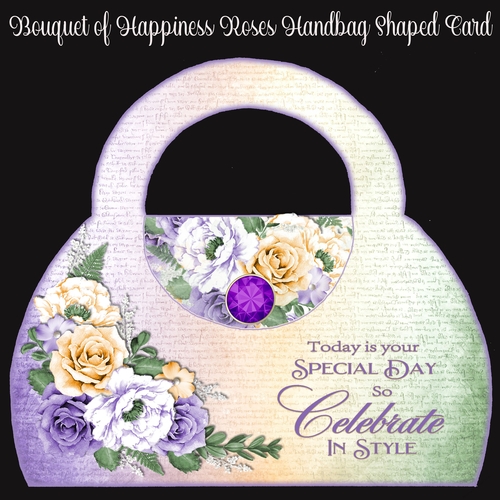 Bouquet of Happiness Roses Handbag Shaped Card