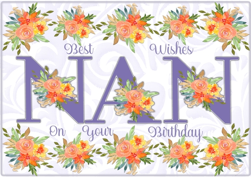 Floral Nan Birthday Card A5