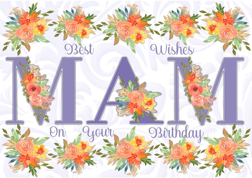 Floral Mam A5 Birthday Card