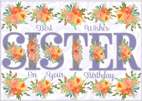 Floral Sister A5 Birthday Card