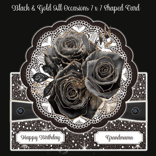 Black & Gold All Occasions 7 x 7 Shaped Card