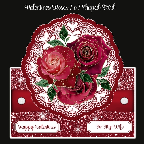 Valentine Roses 7 x 7 Shaped Card
