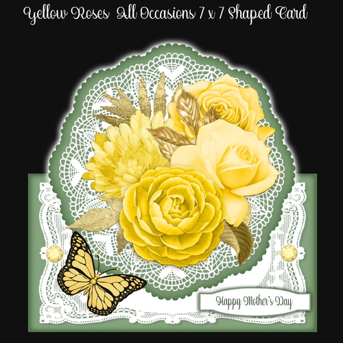Yellow Roses All Occasions 7 x 7 Shaped Card