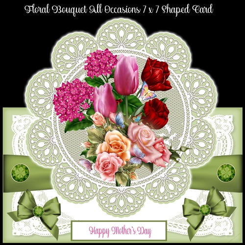 Floral Bouquet All Occasions 7 x 7 Shaped Card