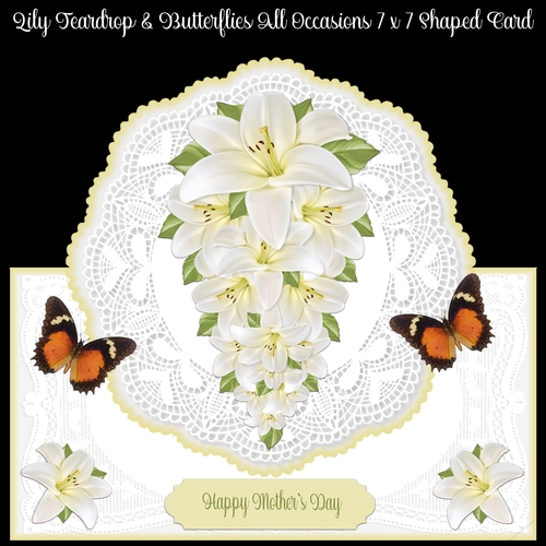 Lily Teardrop and Butterflies All Occasion 7 x 7 Shaped Card