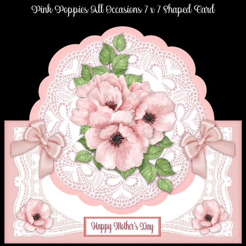 Pink Poppies All Occasions 7 x 7 Shaped Card