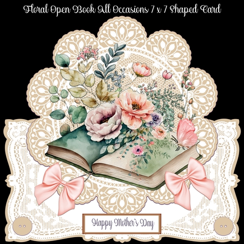 Floral Open Book All Occasions 7 x 7 All Occasions Shaped Card