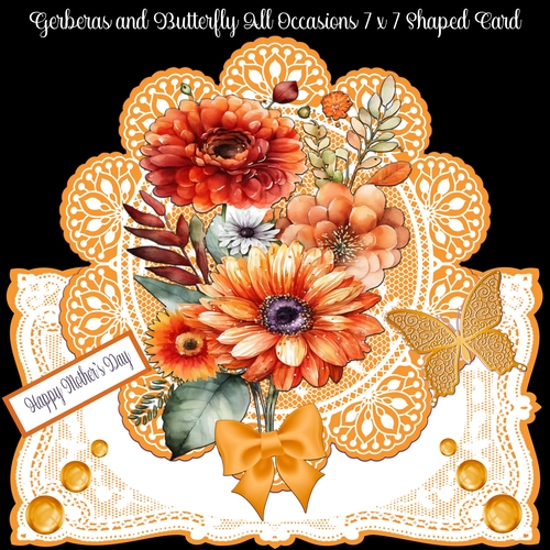 Gerbera and Butterfly All Occasions 7 x 7 Shaped Card