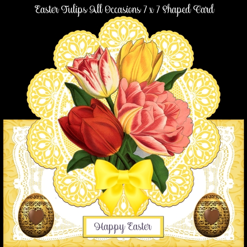 Easter Tulips All Occasions 7 x 7 Shaped Card